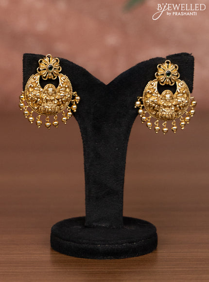 Antique choker lakshmi design with kemp & cz stones and golden beads hangings