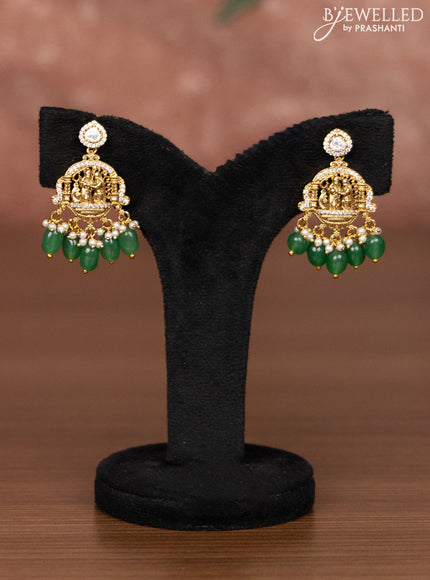 Antique choker lakshmi design with kundan & cz stones and mint green beads hangings