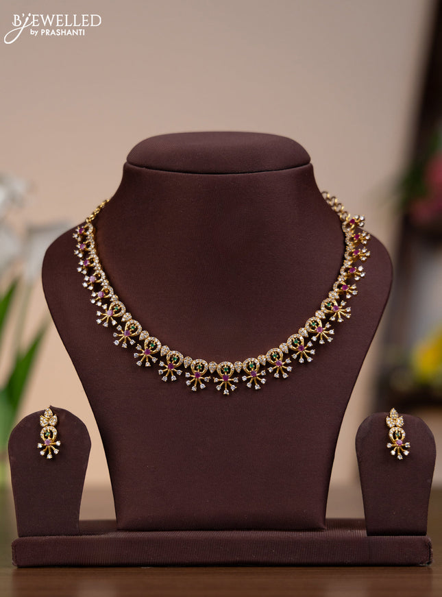 Antique necklace with kemp and cz stones
