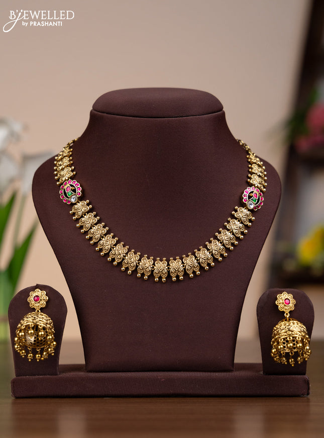 Antique necklace with kemp jadau kundan stones