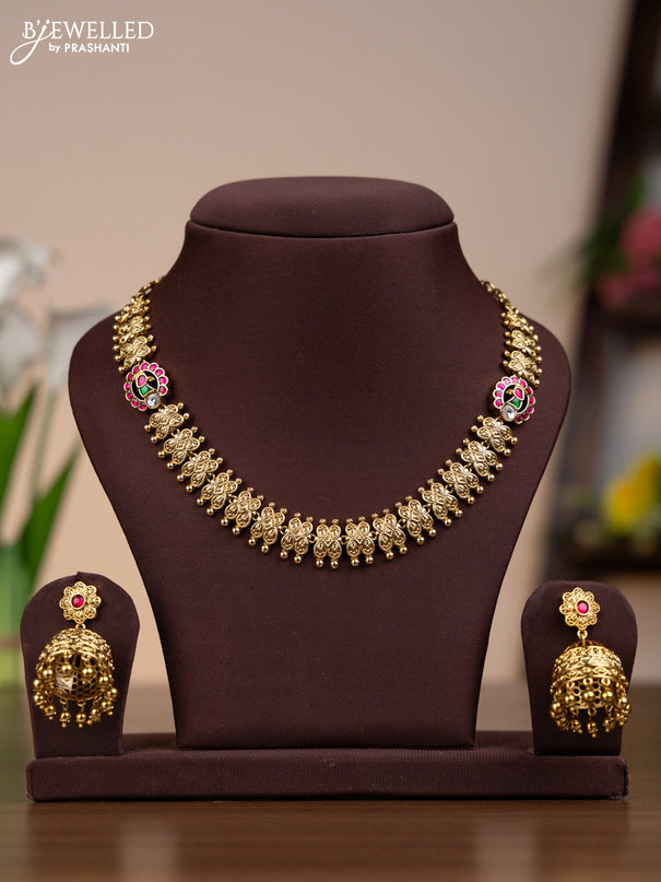 Antique necklace with kemp jadau kundan stones