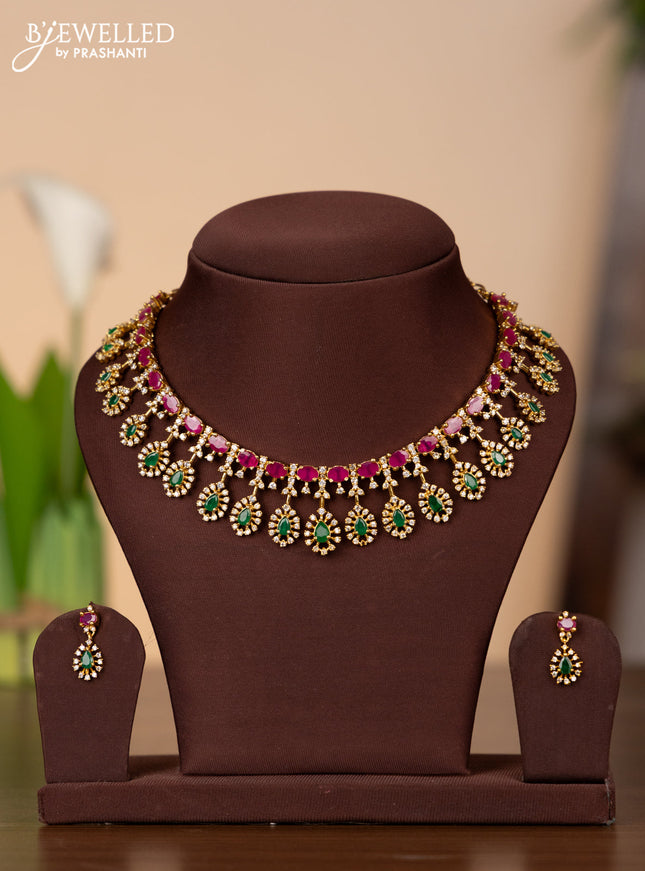 Antique necklace with kemp and cz stones