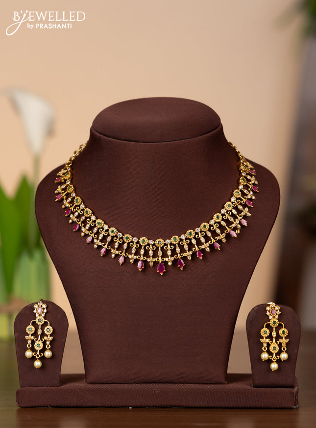 Antique necklace with kemp and cz stones