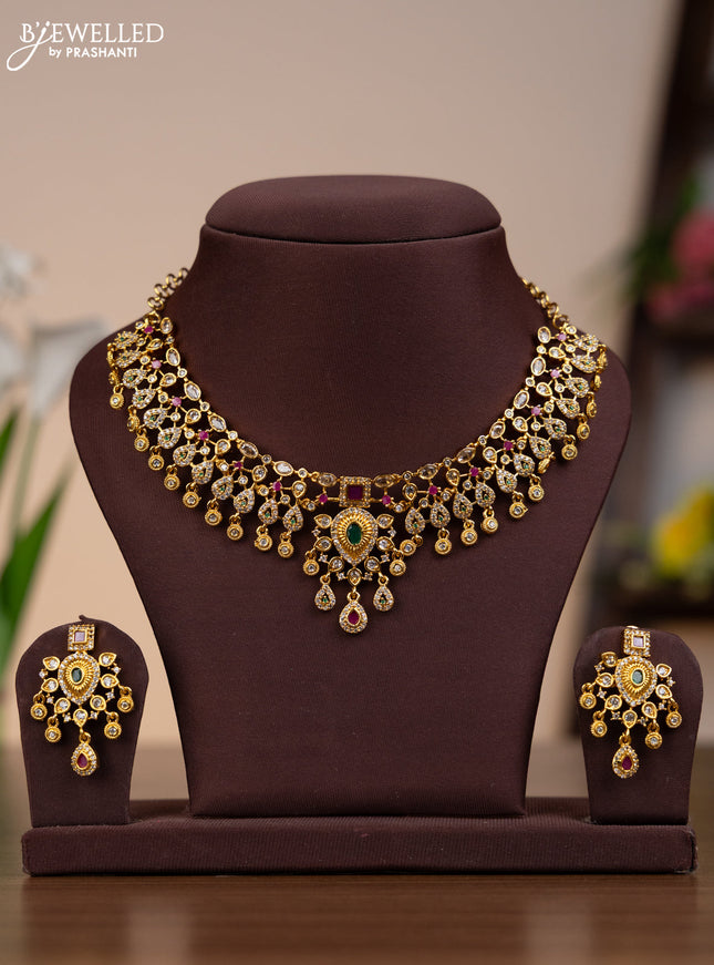 Antique necklace with kemp & cz stones and hangings