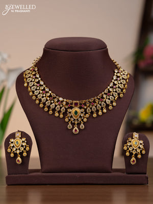 Antique necklace with kemp & cz stones and hangings