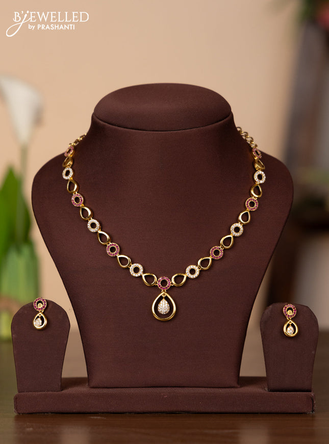 Antique necklace with ruby and cz stones