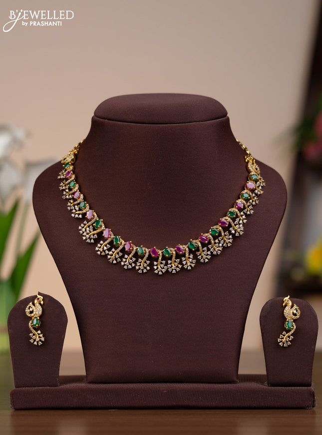 Antique necklace with kemp and cz stones