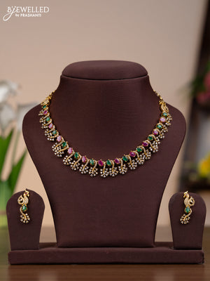 Antique necklace with kemp and cz stones
