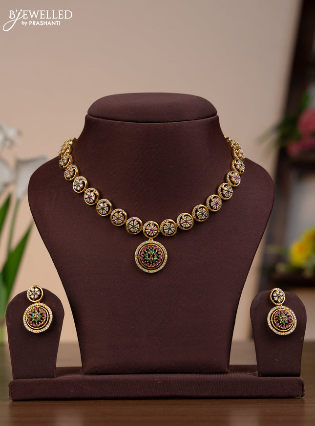 Antique necklace with kemp and cz stones