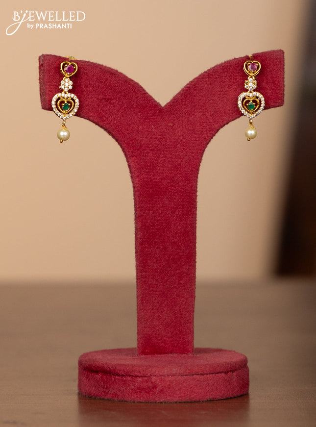 Antique necklace with kemp & cz stones and pearl hanging