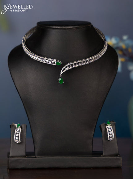 Zircon necklace kanti type necklace with cz and green stones