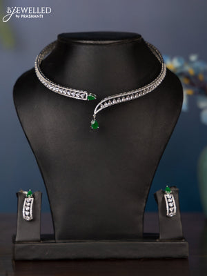 Zircon necklace kanti type necklace with cz and green stones