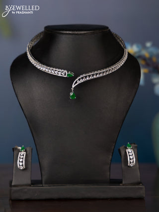 Zircon necklace kanti type necklace with cz and green stones