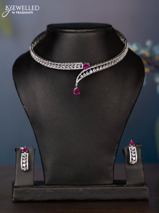 Zircon necklace kanti type necklace with cz and red stones