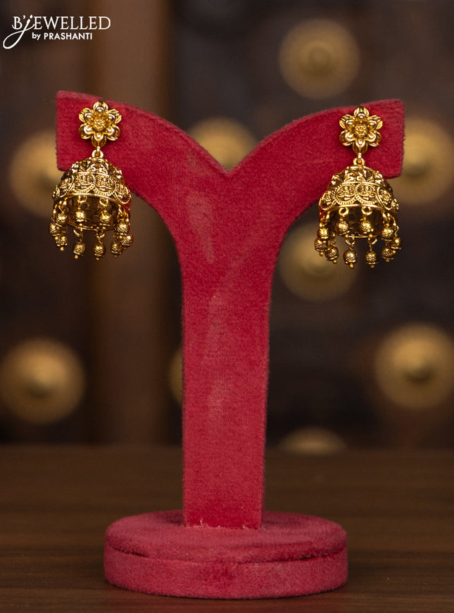 Antique haaram coin necklace with lakshmi deisgn in full gold