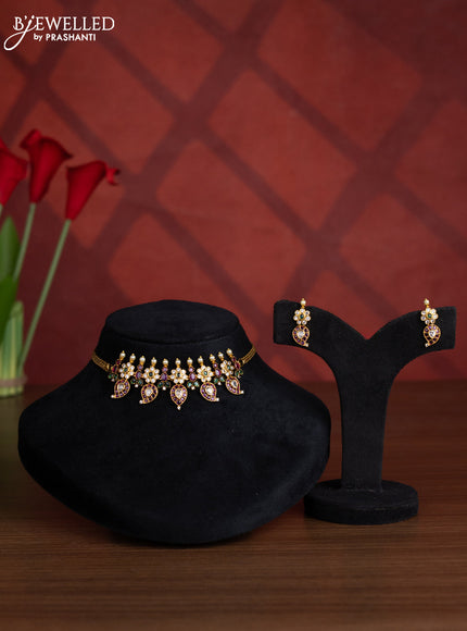 Antique choker manga pattern with kemp & kundan stones and pearls
