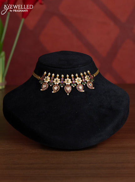 Antique choker manga pattern with kemp & kundan stones and pearls