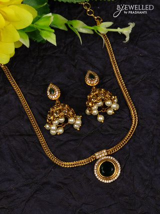 Antique attigai necklace with emerald and cz stones