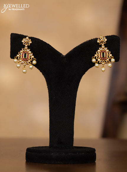 Antique guttapusalu necklace with kemp & kundan stones and pearl hangings