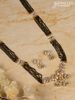 Mangalsutra long with big & small cz stones pendant