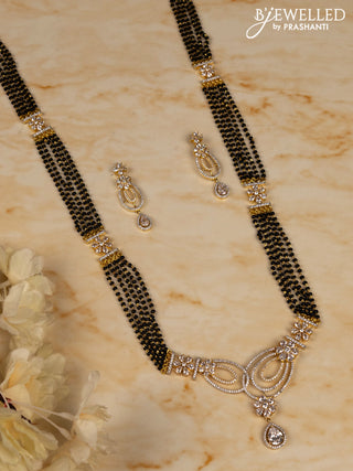 Mangalsutra long with floral design and cz stones pendant