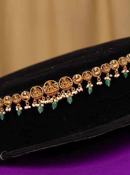 Antique hip chain lakshmi deisgn and green beads hanging