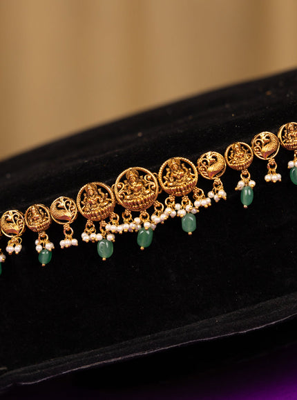 Antique hip chain lakshmi deisgn and green beads hanging