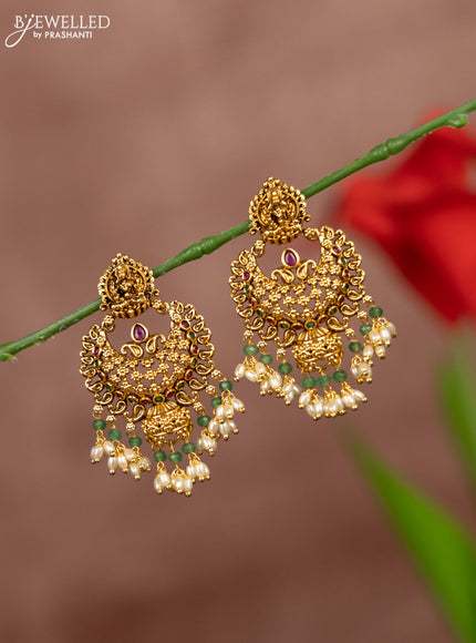 Antique earring lakshmi deisgn with rice pearl hangings