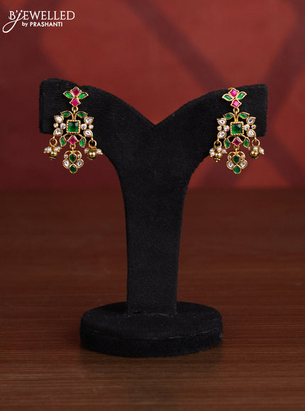 Antique choker with kemp jadau kundan stones in golden beads hangings