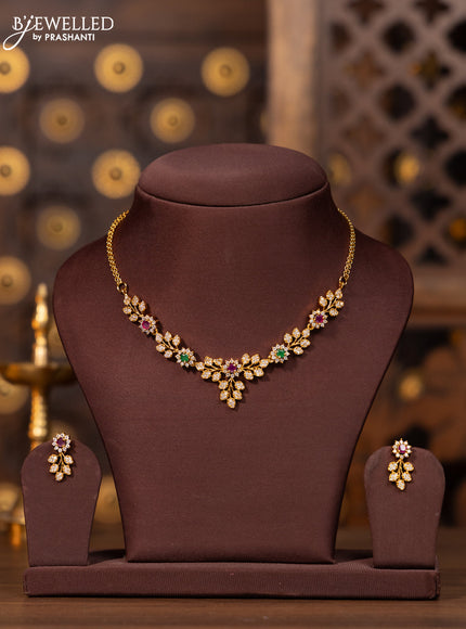 Antique necklace with kemp and cz stones