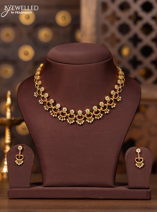 Antique necklace with kemp and cz stones