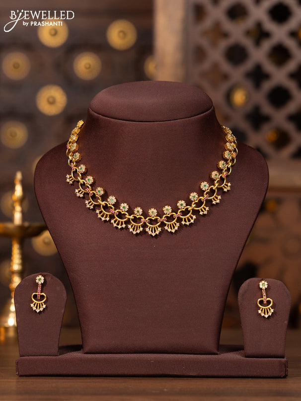 Antique necklace with kemp and cz stones