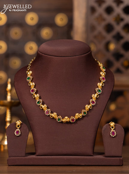 Antique necklace elephant design with kemp and cz stones