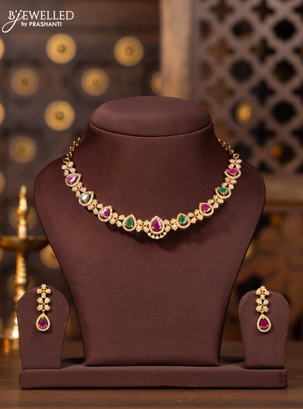 Antique necklace with kemp and cz stones