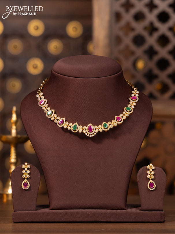 Antique necklace with kemp and cz stones