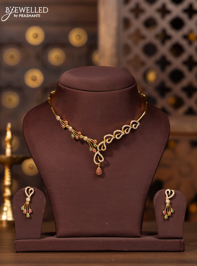 Antique necklace with kemp and cz stones