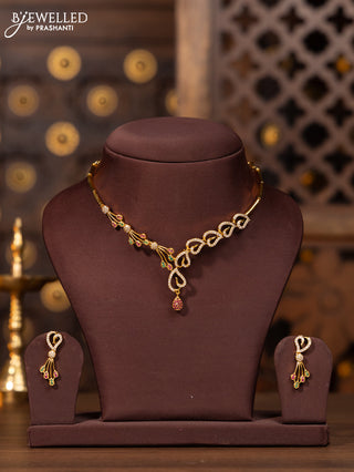 Antique necklace with kemp and cz stones