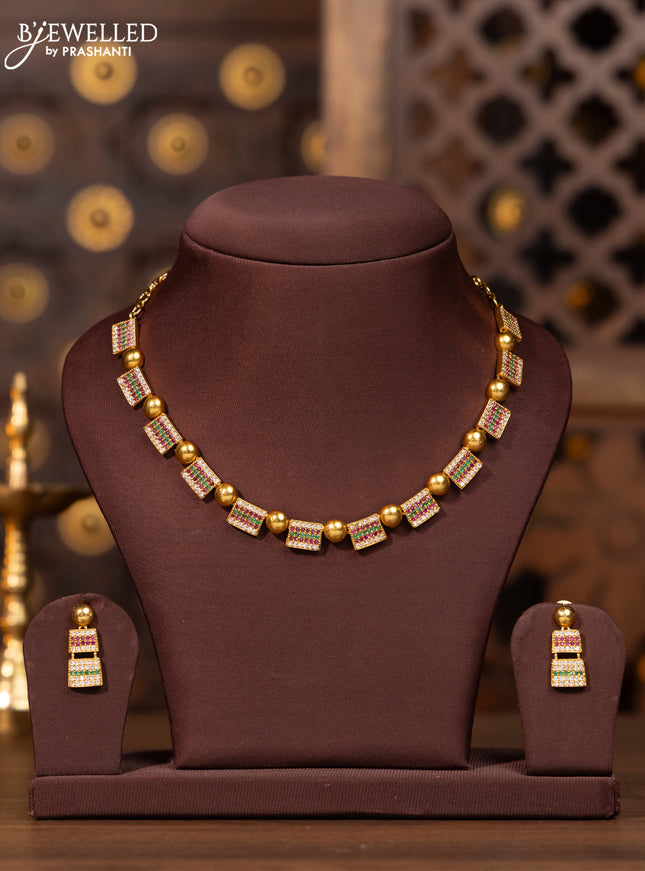 Antique necklace with kemp and cz stones