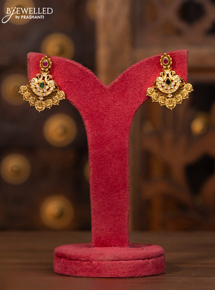 Antique necklace lakshmi kasu design with kemp and cz stones