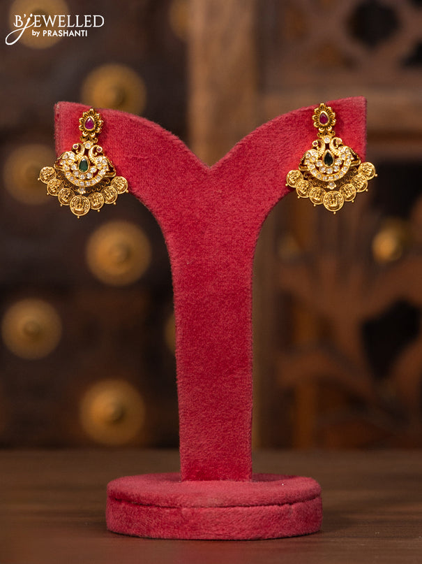 Antique necklace lakshmi kasu design with kemp and cz stones