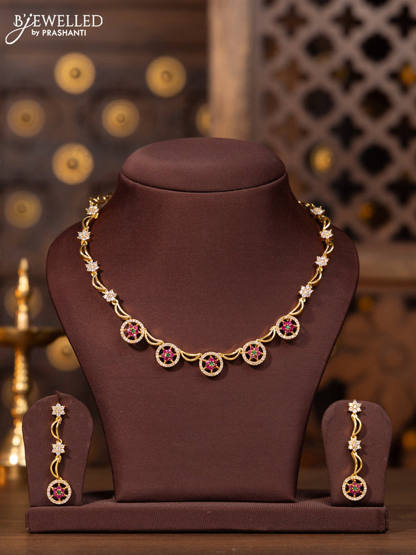Antique necklace moon design with kemp and cz stones