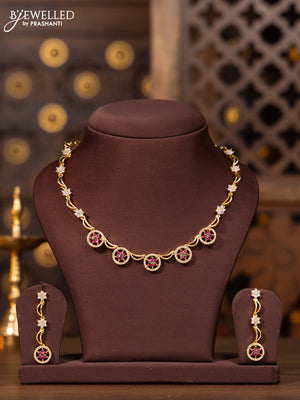Antique necklace moon design with kemp and cz stones
