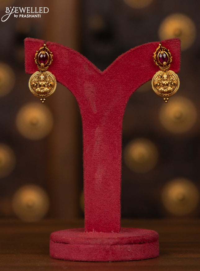 Antique necklace with lakshmi kasu design and pink kemp stones