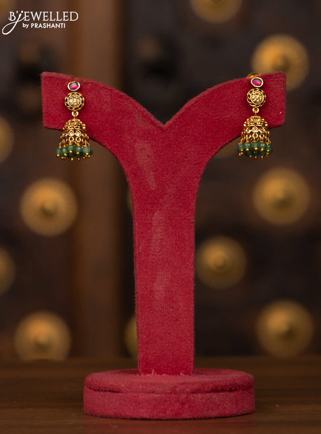Antique necklace ramdarbar design with pink kemp and cz stones
