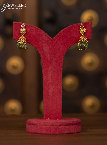 Antique necklace ramdarbar design with kemp and cz stones