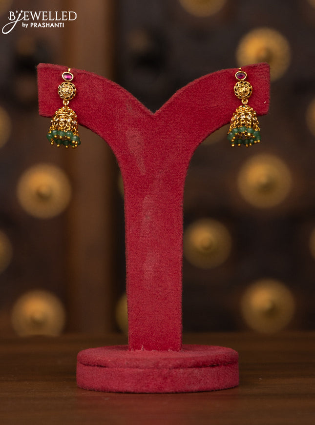 Antique necklace ramdarbar design with kemp and cz stones