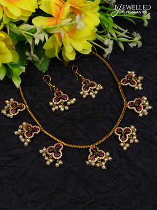 Antique attigai necklace with kemp & cz stones and pearl hangings