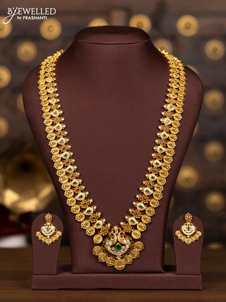 Antique haaram with lakshmi kasu design and kemp & cz stones
