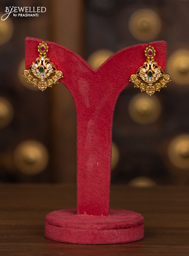 Antique haaram with lakshmi kasu design and kemp & cz stones