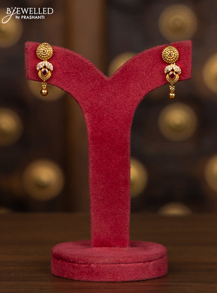 Antique haaram with kemp and cz stones in golden beads hangings